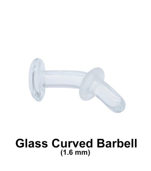 1.6 mm Glass Piercing Curved Bar with Clear O-ring